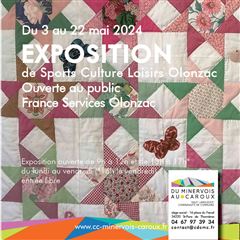 Exposition de patchwork du 3 au 22 mai 2024 à France Services Olonzac, durant les horaires d'ouverture habituels